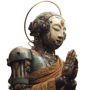 Robot Buddha Vinyl Car Decal Sticker – Waterproof & UV-Resistant 6.826666666666667"