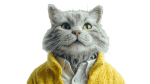 Happy Anthropomorphic Cat Vinyl Car Decal Sticker – Waterproof & UV-Resistant 2.72"