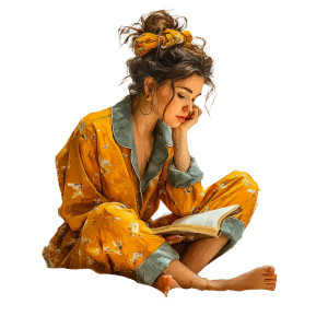 Cozy Reading Woman Vinyl Car Decal Sticker – Waterproof & UV-Resistant 3.4133333333333336"