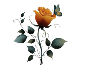 Orange Rose Butterfly Vinyl Car Decal Sticker – Waterproof & UV-Resistant 3.0933333333333333"