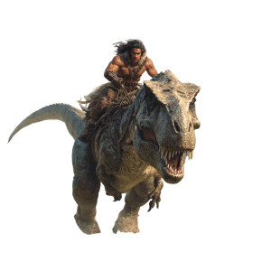 Barbarian On T. Rex Vinyl Car Decal Sticker – Waterproof & UV-Resistant 3.4133333333333336"