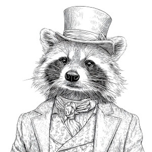 Dapper Raccoon V2 Vinyl Car Decal Sticker – Waterproof & UV-Resistant 3.4133333333333336"