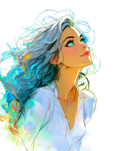 Silver-Haired Beauty V8 Vinyl Car Decal Sticker – Waterproof & UV-Resistant 8.213333333333333"