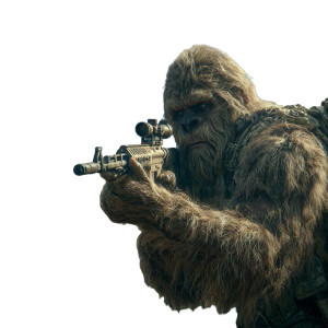 Bigfoot With Weapon Vinyl Car Decal Sticker – Waterproof & UV-Resistant 6.826666666666667"