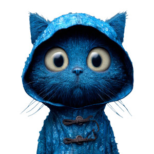 Blue Cat In Raincoat Vinyl Car Decal Sticker – Waterproof & UV-Resistant 6.826666666666667"