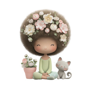 Girl With Flower V2 Vinyl Car Decal Sticker – Waterproof & UV-Resistant 6.826666666666667"