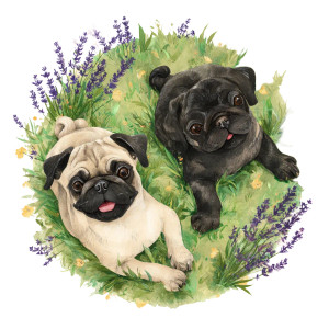 Pugs On Grass Vinyl Car Decal Sticker – Waterproof & UV-Resistant 6.826666666666667"