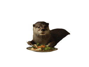 Otter Eating Pasta Vinyl Car Decal Sticker – Waterproof & UV-Resistant 3.0933333333333333"