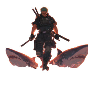 Zoro On Sharks Vinyl Car Decal Sticker – Waterproof & UV-Resistant 6.826666666666667"