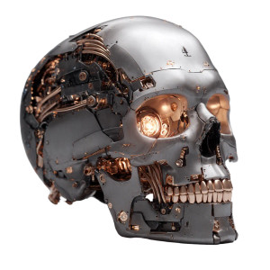 Metallic Cyber Skull Vinyl Car Decal Sticker – Waterproof & UV-Resistant 3.4133333333333336"