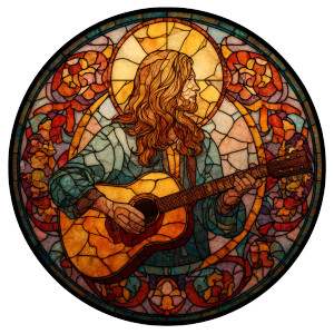 Stained Glass Guitarist Vinyl Car Decal Sticker – Waterproof & UV-Resistant 6.826666666666667"
