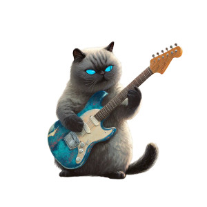 Guitar Playing Cat V2 Vinyl Car Decal Sticker – Waterproof & UV-Resistant 6.826666666666667"