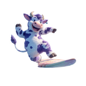 Surfing Purple Cow Vinyl Car Decal Sticker – Waterproof & UV-Resistant 3.4133333333333336" Surfing Purple Cow Vinyl Car Decal Sticker – Waterproof & UV-Resistant 3.4133333333333336"