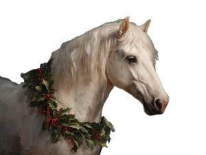 Festive White Horse Vinyl Car Decal Sticker – Waterproof & UV-Resistant 6.1866666666666665"