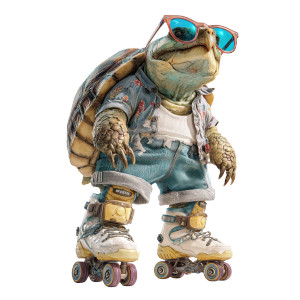 Rollerblading Turtle Vinyl Car Decal Sticker – Waterproof & UV-Resistant 3.4133333333333336"