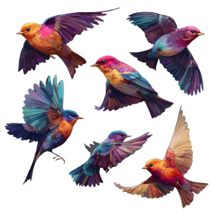 Colorful Songbirds Illustration Vinyl Car Decal Sticker – Waterproof & UV-Resistant 6.826666666666667"