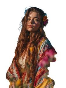 Hippie In Bloom Vinyl Car Decal Sticker – Waterproof & UV-Resistant 8.213333333333333"