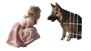 Girl And Dog Mirror Vinyl Car Decal Sticker – Waterproof & UV-Resistant 2.72"