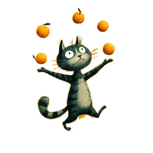 Juggling Cat Vinyl Car Decal Sticker – Waterproof & UV-Resistant 3.4133333333333336" Juggling Cat Vinyl Car Decal Sticker – Waterproof & UV-Resistant 3.4133333333333336"