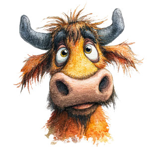 Cartoon Highland Cow V3 Vinyl Car Decal Sticker – Waterproof & UV-Resistant 3.4133333333333336"