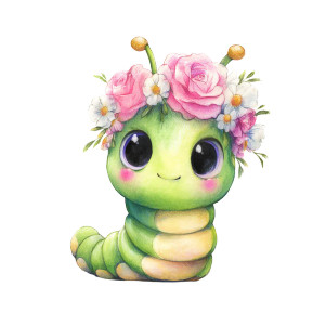 Baby Caterpillar Crown Vinyl Car Decal Sticker – Waterproof & UV-Resistant 3.4133333333333336"