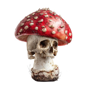 Mushroom With Skull Vinyl Car Decal Sticker – Waterproof & UV-Resistant 3.4133333333333336"