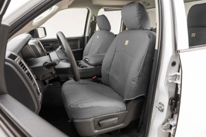 Covercraft Seat Cover SSC2532CAGY Carhartt SeatSaver; Seat Style C - Bucket With Adjustable Headrests; Duck Weave Fabric; Gravel; Set Of 2