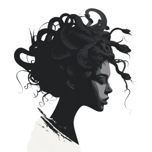 Medusa Silhouette Vinyl Car Decal Sticker – Waterproof & UV-Resistant 3.4133333333333336"