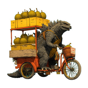 Godzilla Unloading Durian Vinyl Car Decal Sticker – Waterproof & UV-Resistant 6.826666666666667"