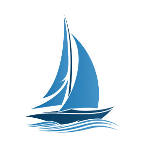 Blue Yacht Icon Vinyl Car Decal Sticker – Waterproof & UV-Resistant 3.4133333333333336"