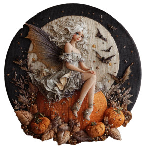 Fairy On Pumpkin Vinyl Car Decal Sticker – Waterproof & UV-Resistant 3.4133333333333336"