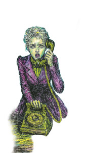 Screaming Into Telephone Vinyl Car Decal Sticker – Waterproof & UV-Resistant 4.8533333333333335"