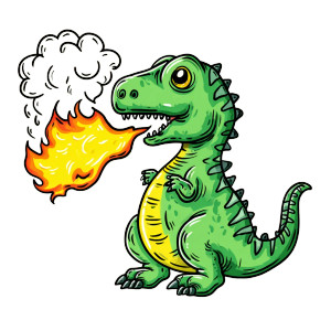 Cute Fire Dinosaur Vinyl Car Decal Sticker – Waterproof & UV-Resistant 3.4133333333333336"