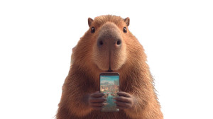 Capybara With Smartphone Vinyl Car Decal Sticker – Waterproof & UV-Resistant 5.4