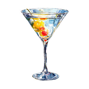 Watercolor Martini Vinyl Car Decal Sticker – Waterproof & UV-Resistant 3.4133333333333336"