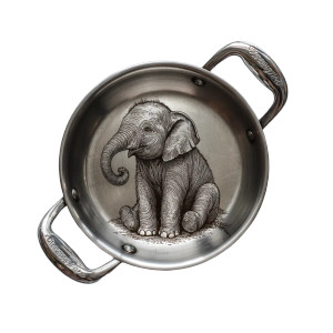 Elephant In Pan Vinyl Car Decal Sticker – Waterproof & UV-Resistant 3.4133333333333336"