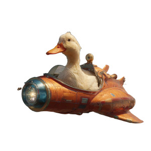 Duck On Spaceship Vinyl Car Decal Sticker – Waterproof & UV-Resistant 3.4133333333333336"