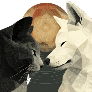 Geometric Pet Duo Vinyl Car Decal Sticker – Waterproof & UV-Resistant 3.4133333333333336"