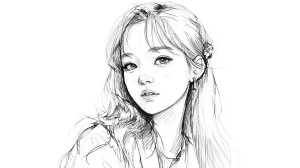 Korean Female Sketch Vinyl Car Decal Sticker – Waterproof & UV-Resistant 5.4