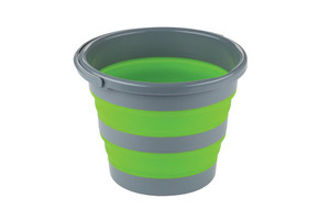 Ironman 4x4 Silicone Bucket | Portable 2.64 Gallon with Handle | Collapsible Design - Gray/Green