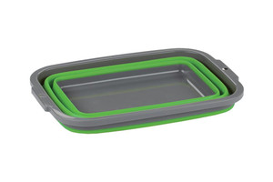 Ironman 4x4 Collapsible Dish Pan | 2.25 Gal. Capacity | Camping Sink | Portable | Silicone | Gray/Green