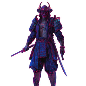 Neon Oni Samurai Vinyl Car Decal Sticker – Waterproof & UV-Resistant 6.826666666666667"