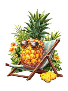 Pineapple On Deckchair Vinyl Car Decal Sticker – Waterproof & UV-Resistant 4.1066666666666665"