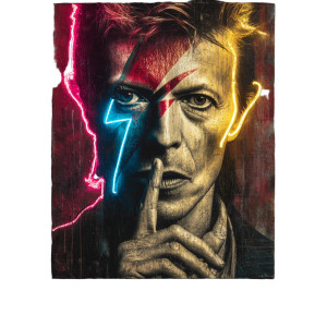 Neon Bowie Portrait Vinyl Car Decal Sticker – Waterproof & UV-Resistant 3.4133333333333336"
