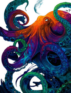 Neon Psychedelic Octopus Vinyl Car Decal Sticker – Waterproof & UV-Resistant 4.16"