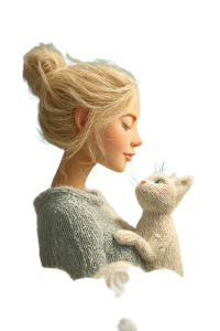 Blonde Woman & Cat Vinyl Car Decal Sticker – Waterproof & UV-Resistant 4.4