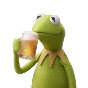 Kermit Drinking Beer Vinyl Car Decal Sticker – Waterproof & UV-Resistant 3.4133333333333336"