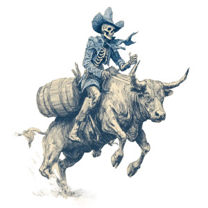 Skeleton Barrel Rider Vinyl Car Decal Sticker – Waterproof & UV-Resistant 3.4133333333333336"