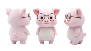 Pink Pig Glasses Vinyl Car Decal Sticker – Waterproof & UV-Resistant 2.72"