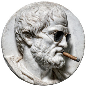 Aristotle With Sunglasses Vinyl Car Decal Sticker – Waterproof & UV-Resistant 3.4133333333333336"